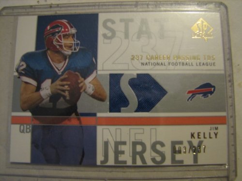2001 SP Authentic Jim Kelly Bills Game Used GU Jersey Stat Insert Serial #'d
