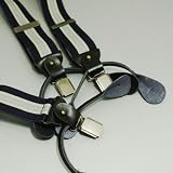 Classic Men's Blue Black Striped Suspenders for Work Y-Back Leather Adjustable for all sizes SP1018