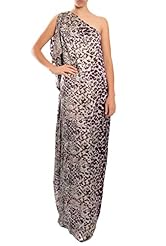 Animal Print Draped One Shoulder Polyester  Dress