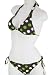 Brown with Green and White Polka Dots Halter Top & Tie Side Bottom Bikini Set (Medium)