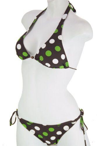 Brown with Green and Bikini Set