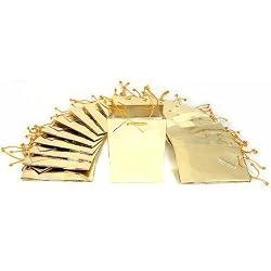 20 Gold Tote Bag Metallic Shopping Gift Display 6.75"