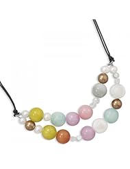 MMA Silver - 16 inch+2 inch Multicolor Jade and Cultured Freshwater Pearl Necklace