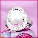 14K Freshwater Pearl & Baguette Diamond Ring