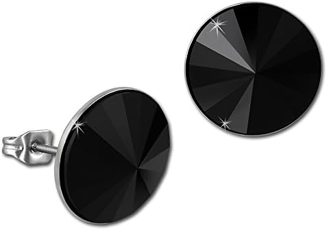 Amello Stainless steel stud earring black cone, swarowski elements, original Amello ESOS10S