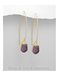 Amethyst Earrings In Brass