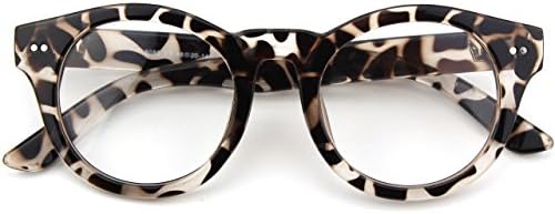 Glasses Queen 201585 Fashion Round Horn Rimmed Riveted Clear Lens Eye Glasses(Mixed Color B)