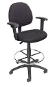 Boss Drafting Stool with Adj Arms Footring, Black
