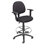 Boss Drafting Stool with Adj Arms Footring, Black