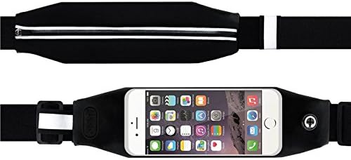 Phixneon Fashion Running Belt, Fitness Movement Visible Touch-screen Phone Earphone Pocket-Great to hold iPhone, Cellphones(Black-5.5inch)