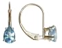 14K Yellow Gold Four Prong 6x4mm Pear Shape Blue Topaz Leverback Earrings