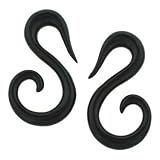 12g Pair of Black Water Buffalo Horn Hooks - BY5A
