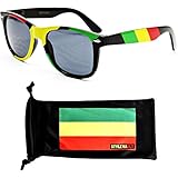 Style Vault W54-rp Rasta 80s Sunglasses Black/yellow/red W Microfiber Pouch