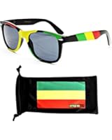 Style Vault W54-rp Rasta 80s Sunglasses Black/yellow/red W Microfiber Pouch
