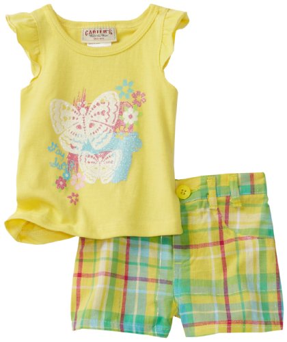 Carters Baby-Girls Infant Butterflies Plaid Short Set