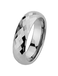 6mm Faceted Cobalt Free Tungsten Carbide Comfort-Fit Wedding Ring Ring for Men... by 