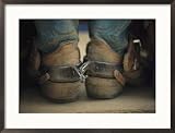Close up Detail of Cowboy Boots with Well-Worn Spurs Framed Photographic Poster Print by Bobby Model, 29x21