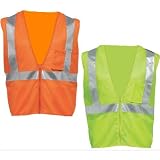 Boston Industrial High Visibility Surveyors Vest with Zipper and Pockets - Lime Green