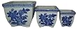 Blue & white square planters - set of 3