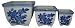 Blue & white square planters - set of 3
