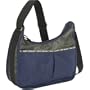 Derek Alexander Leather Hobo Style Bag With Organizer - Grey/Navy