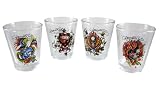 Set Of 4 Ed Hardy Skulls Tattoo Shot Glasses