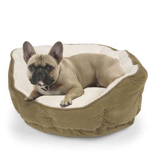 JLA Pets Tufted Euro Cuddler 24 by 20-Inch Dog Bed, Tan