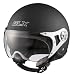 GLX Helmets Matte Black Medium European Open Face Motorcycle Helmet