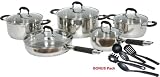 GOURMET CHEF 15PC CLASSIC 2 STAINLESS STEEL COOKWARE SET