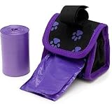 Doggie Walk Bags Purple Paw Print Doospenser with Bags On A Roll