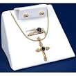 White Leather Earring Pendant Ring Combo Display Stand