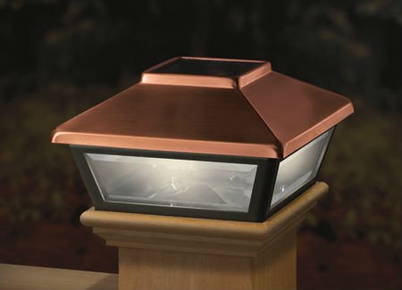 Copper-Plated Solar Post Cap Light Decorative Solar Light for 4×4 Posts (Inside Dimensions measure 3-5/8″ x 3-5/8″)