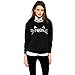 Mixmax Women Cute Cat Face and Meow Letter Print Long Sleeve Sweatshirt Pullover(Medium, Cat Black)