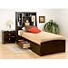 Espresso Twin Mates Bed with Storage Headboard