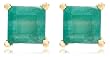 14k Yellow Gold Four Prong 4mm Square Emerald Stud Earrings
