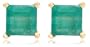 14k Yellow Gold 4mm Square-Cut Emerald Stud Earrings