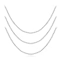 Sterling Silver 18", 20" and 24" Box Chain Necklace Set of Three