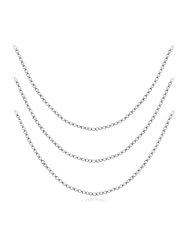 Sterling Silver 18", 20" and 24" Box Chain Necklace, Set of Three