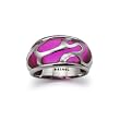 Stainless Steel Ladies' Ring With Pink Resin Inlay (Sizes 8-11)