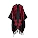 Bakerdani Women Fashionable Retro Style Tassel Poncho Shawl Cape Cardigans,Red,One size:130*150cm