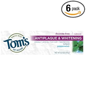Tom's of Maine Natural Care Toothpaste, Antiplaque, Tartar Control & Whitening, Peppermint, 6 oz (170 g) (Pack of 6)