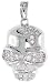 Sterling Silver Skull Pendant, w/ Cubic Zirconia jeweled Cross, 15/16 (23mm)