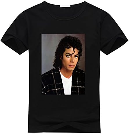HanjieO Printing Michael Jackson Star O Neck Compression T Shirt For Men Medium Black