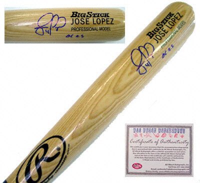Jose Lopez Seattle Mariners Autographed Rawlings Game Model Bat with 06 AS Inscription