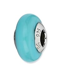 Sterling Silver Reflections Teal Italian Murano Glass Bead