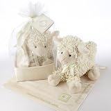 Love Ewe Plush Lamb and Lovie Gift Set in Organza-and-Satin Drawstring Bag
