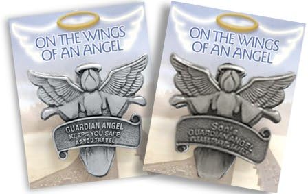 Two (2) "On The Wings of an Angel" Auto Visor Clips-1 Son Angel and 1 Travel Angel-2-3/4"x21/4"