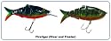 Kicktail 2 Set Fire Tiger Shad (1 Diver and 1 Floater)