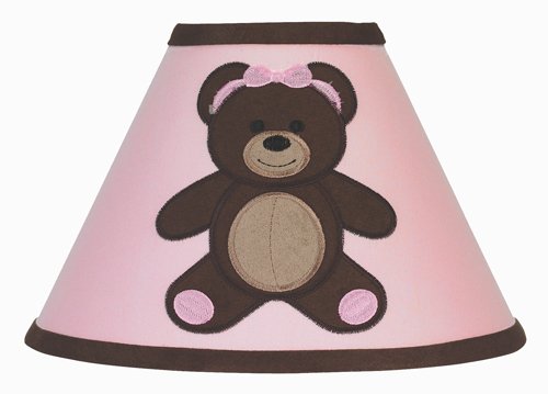 Pink and Chocolate Teddy Bear Girls Lamp Shade by Sweet Jojo Designs