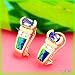  : 14K 1.00 CTW TANZANITE AUSTRALIAN OPAL DIAMOND EARRINGS